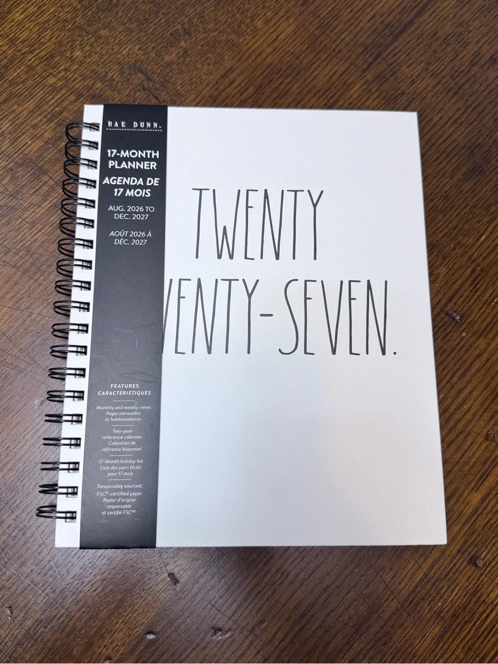 Rae Dunn 2027 White & Black Planner | 17-months | Brand NEW